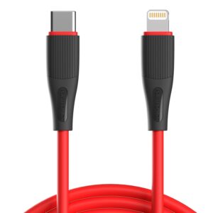 Portronics-Silklink-20W-Type-C-to-8-Pin-Fast-charging-Cable-for-Lightning-DevicesPremium-Silicon-Cable-1M-Red