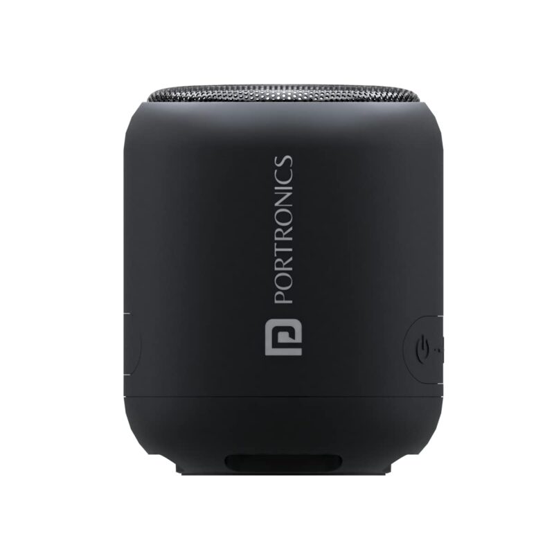 Portronics SoundDrum 1 12W TWS Portable Bluetooth Speaker with Powerful Bass, Bluetooth 5.3V, 360° Surround Sound, USB Drive in, Type C Fast Charging(Black)