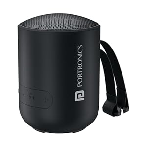 Portronics Soundpot 20W Wireless Bluetooth Portable Speaker with 360° immersive Sound, Upto 6 Hours Playtime, in Built Mic, TWS Mode, Easy Control, Strong Lanyard, Type C Fast Charging(Black)